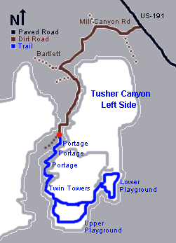 Tusher Canyon Left Side Trail Map